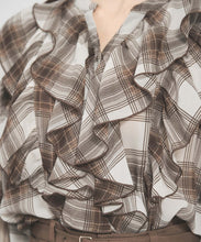 画像をギャラリービューアに読み込む, 一部店舗限定 フリルチェックブラウス/TT558103