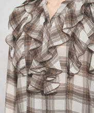 画像をギャラリービューアに読み込む, 一部店舗限定 フリルチェックブラウス/TT558103