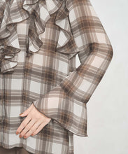 画像をギャラリービューアに読み込む, 一部店舗限定 フリルチェックブラウス/TT558103