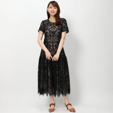 画像をギャラリービューアに読み込む, レース切替ワンピース (ブラック)