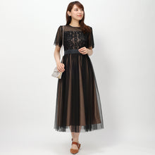 画像をギャラリービューアに読み込む, チュールシフォンワンピース (ブラック)