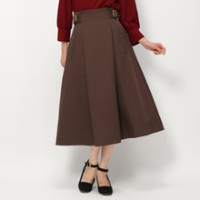 画像をギャラリービューアに読み込む, ウールライクツイルサイドベルトスカート (ブラウン)