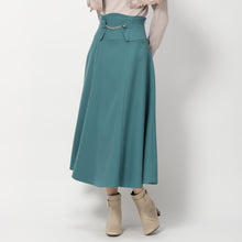 画像をギャラリービューアに読み込む, ウールライクコルセットフレアスカート (グリーン)