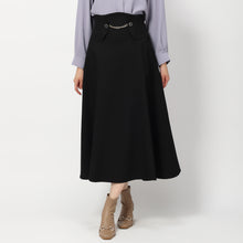 画像をギャラリービューアに読み込む, ウールライクコルセットフレアスカート (ブラック)