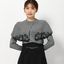 画像をギャラリービューアに読み込む, フラワー刺繍ケープニット (グレー)