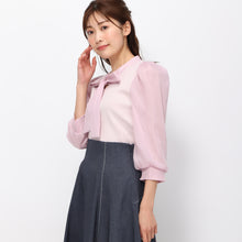 画像をギャラリービューアに読み込む, 【予約販売】ブライトブラウス袖ボウタイニット/MM418315 (ピンク)