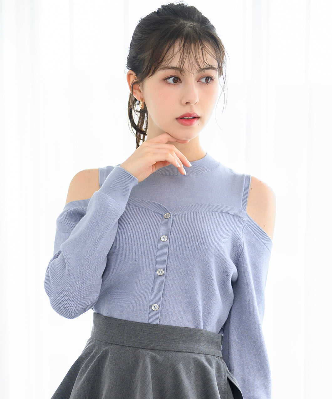 肩開きレイヤード風ニット/MM448316