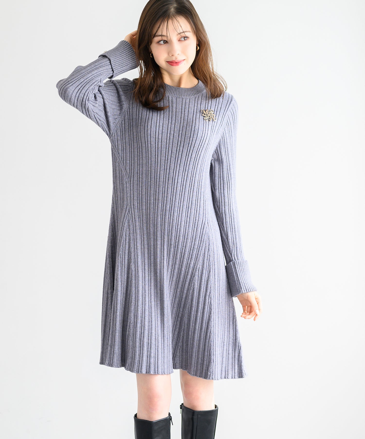 misha&puff ニットワンピース　4y Misha & Puff Scallop Yoke Tunic Dress - Periwin