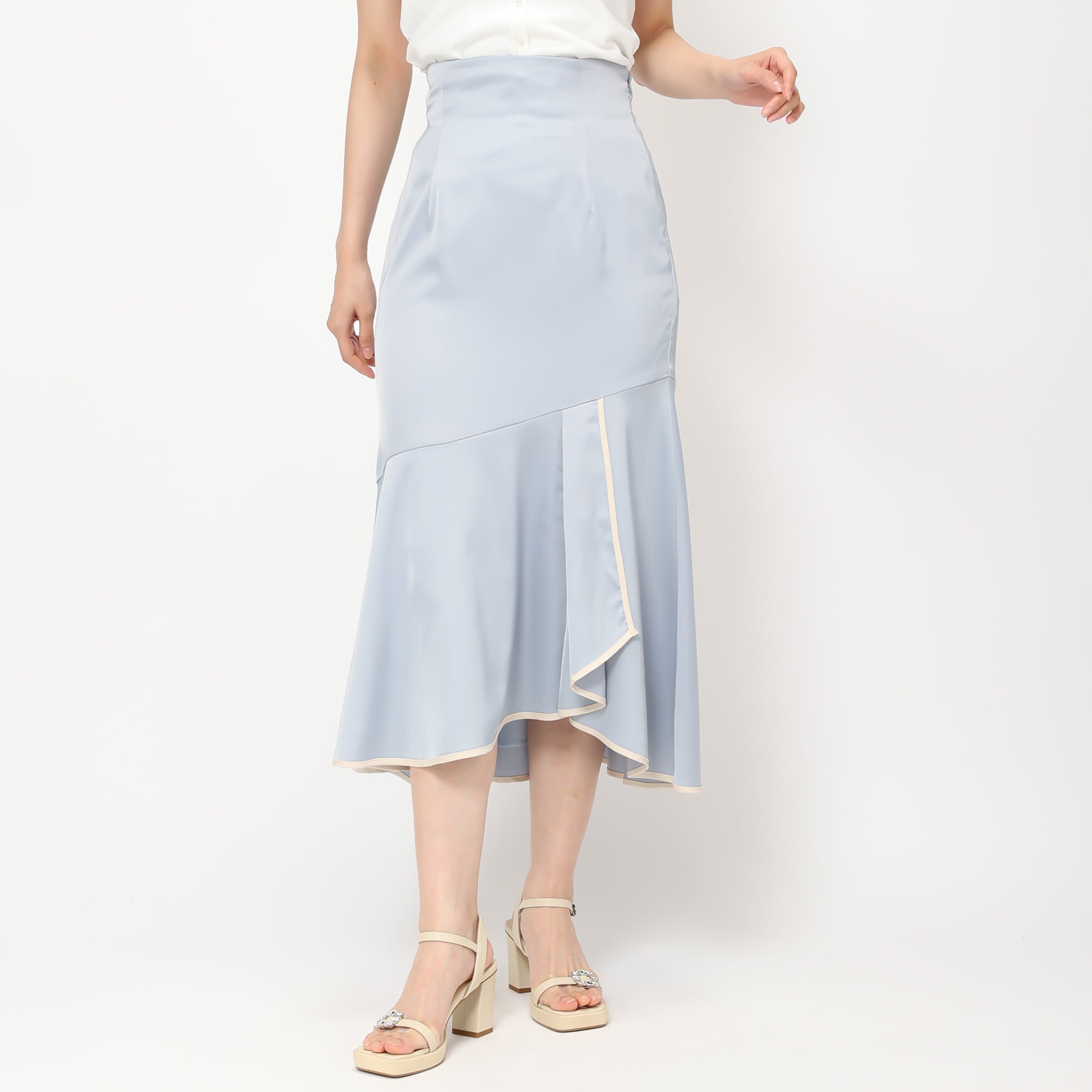 裾ラップマーメイドスカート/MM427204 (ブルー)