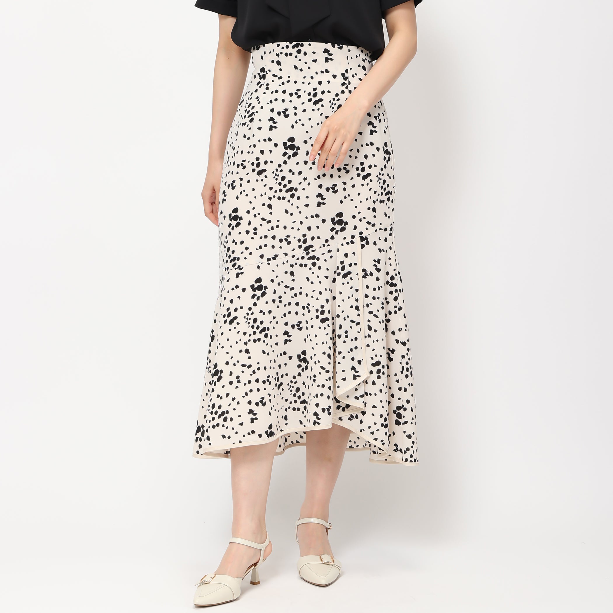 裾ラップマーメイドスカート/MM427204 (ホワイト/ブラック)