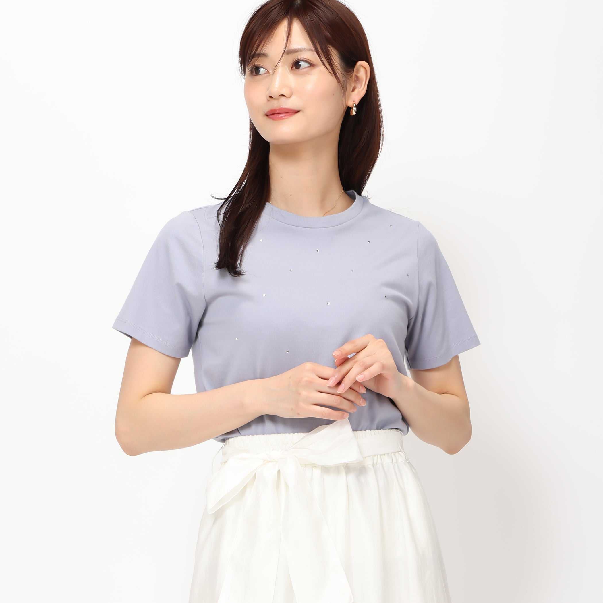 【予約販売】ラインストーンTシャツ/MM428205 (ブルー)