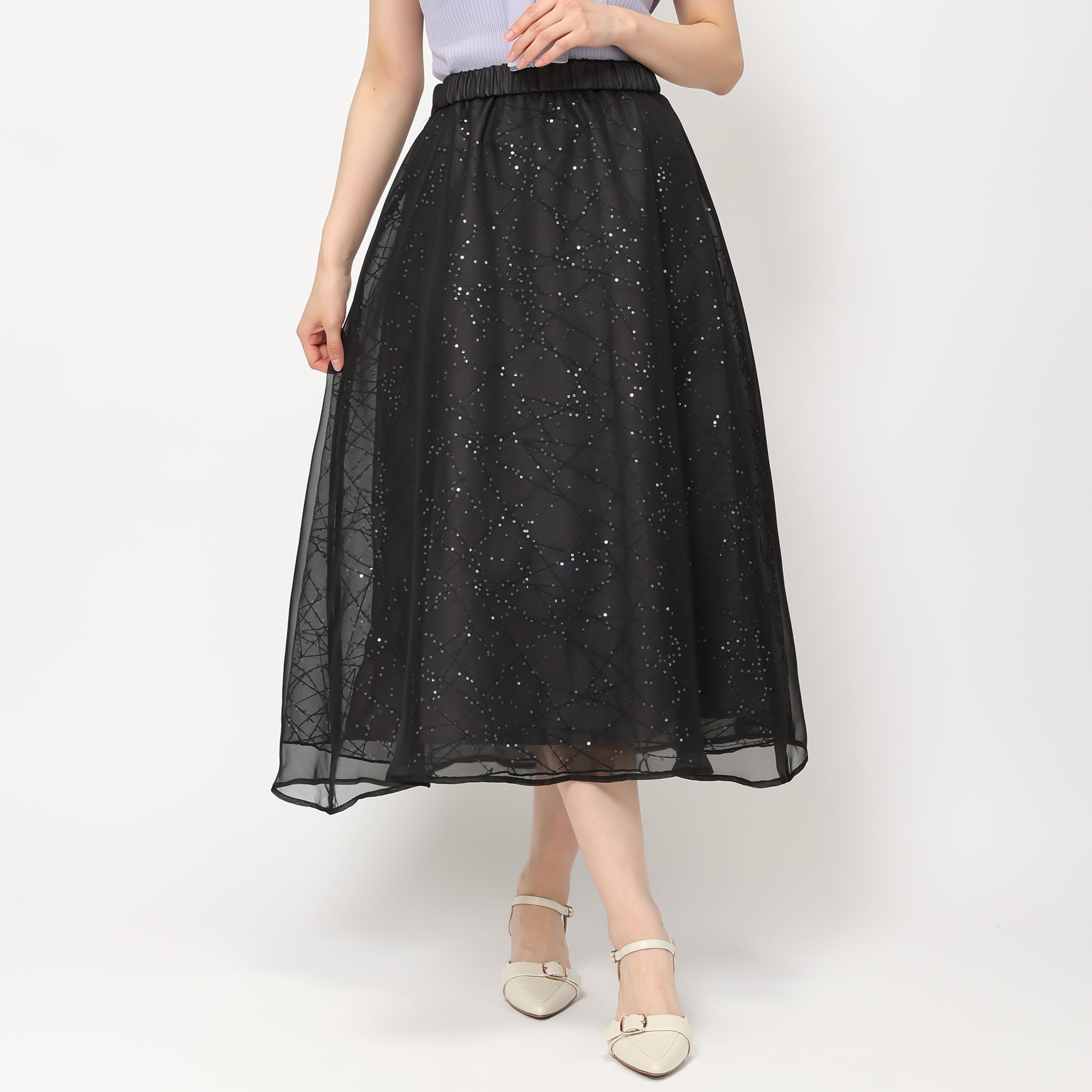 【予約販売】スパンコールシアースカート/MM427212