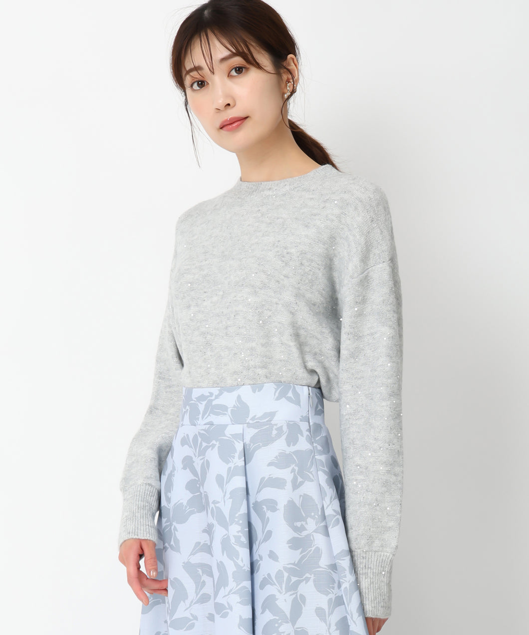 スパンコールハイネックニット/MM448303 (グレー)