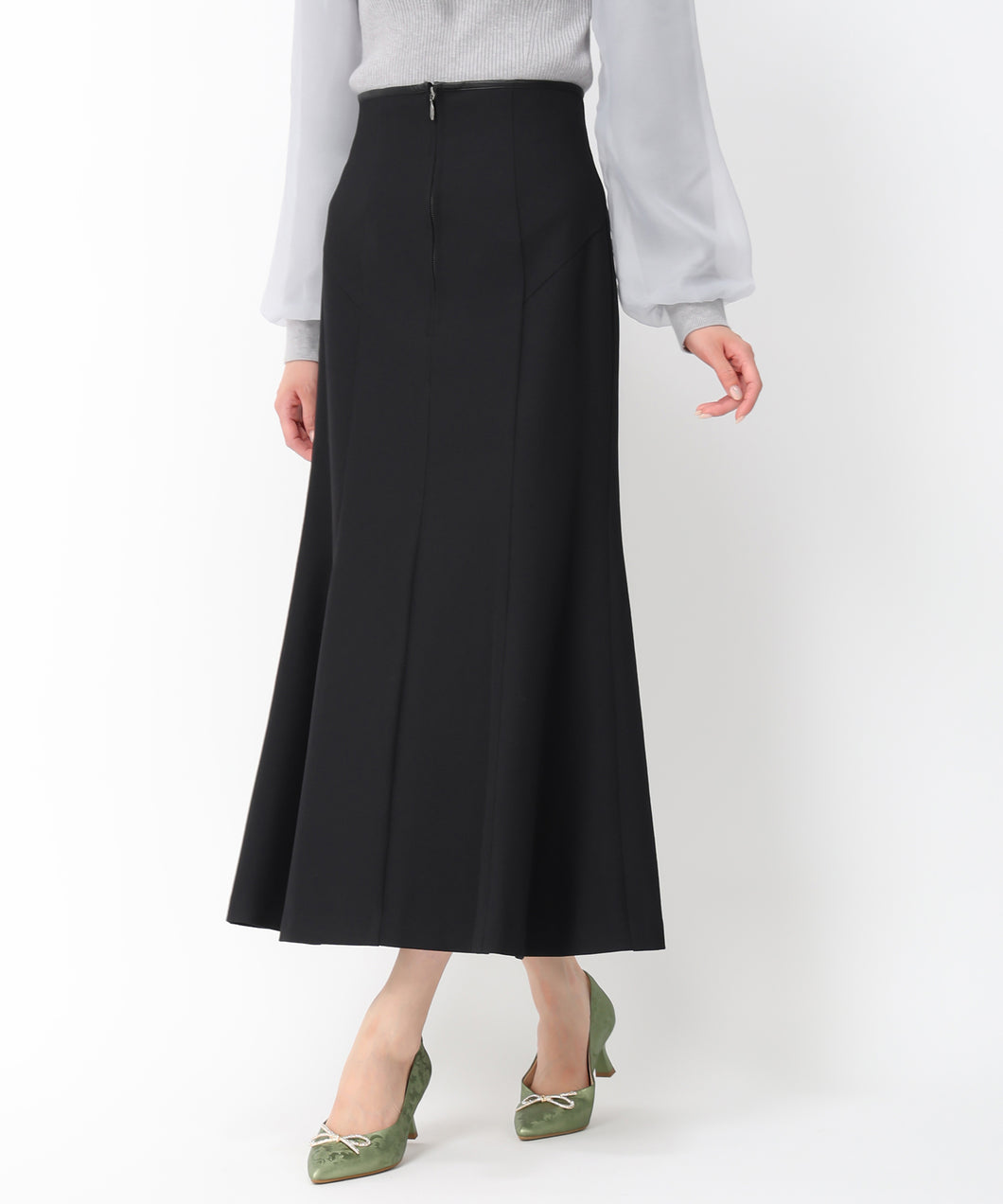 パイピングマーメイドスカート/MM447208 (ブラック)