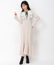 画像をギャラリービューアに読み込む, 【10月上旬発売予定/WEB先行予約販売】レース襟ロングニットワンピース/MM447408
