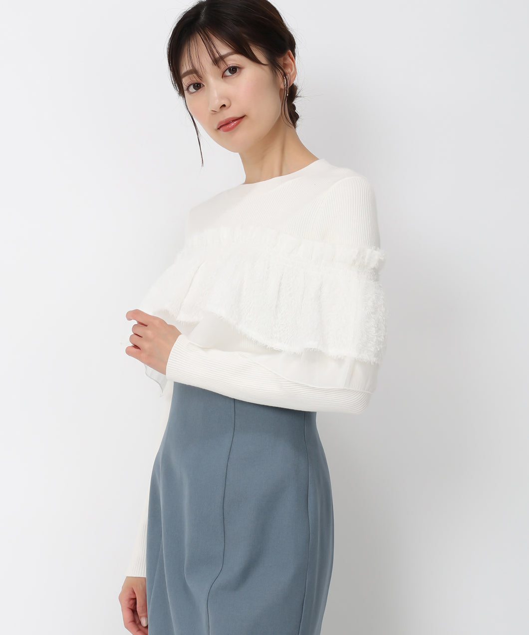 【10月上旬発売予定/WEB先行予約販売】バリエーションラッフル2wayニット/MM448313 (ホワイト)