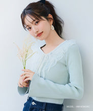 画像をギャラリービューアに読み込む, レースラッフル配色リボンニット/MM618307
