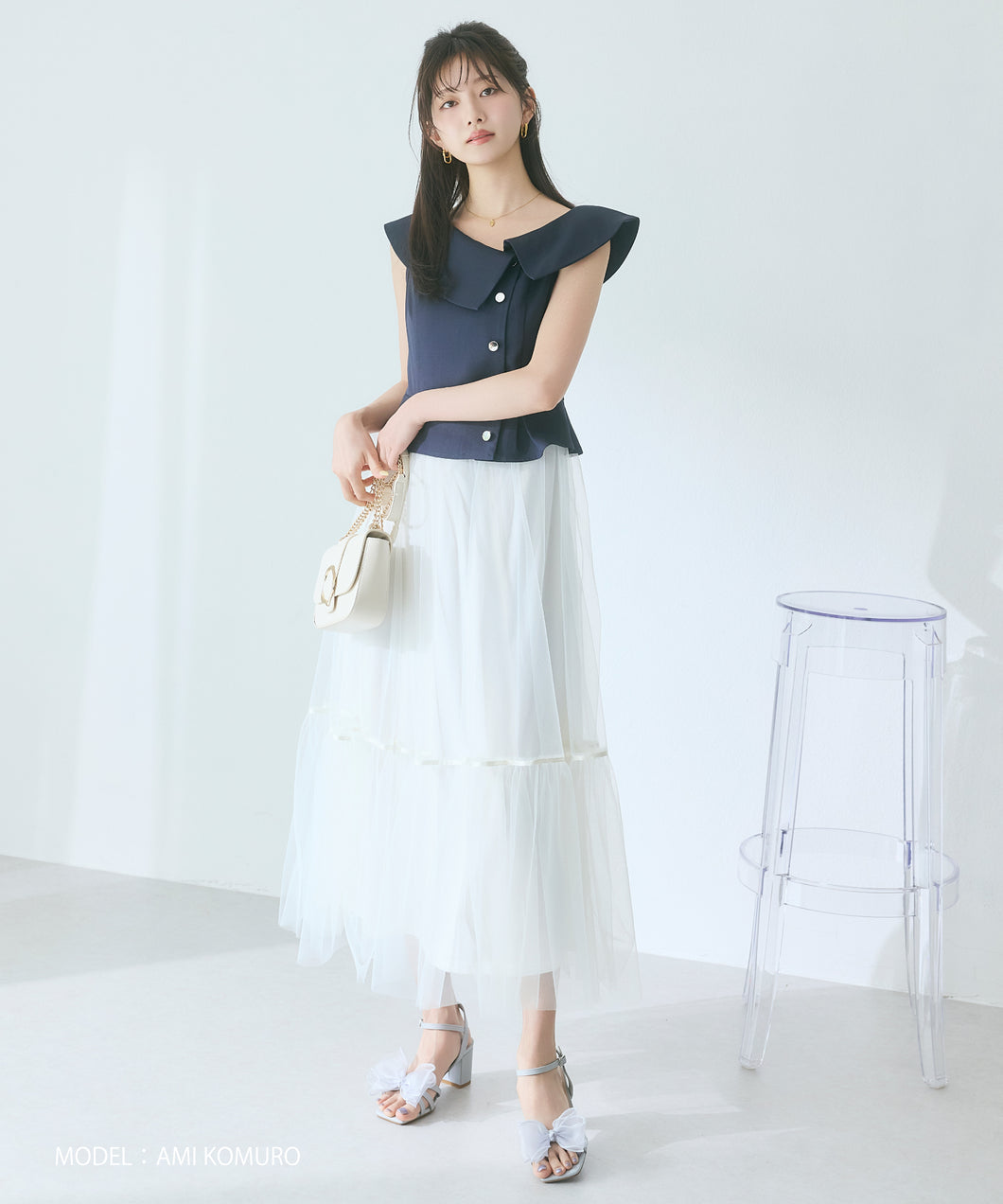 アシメビッグカラーチュールドッキングワンピース/MM627422 – MISCH