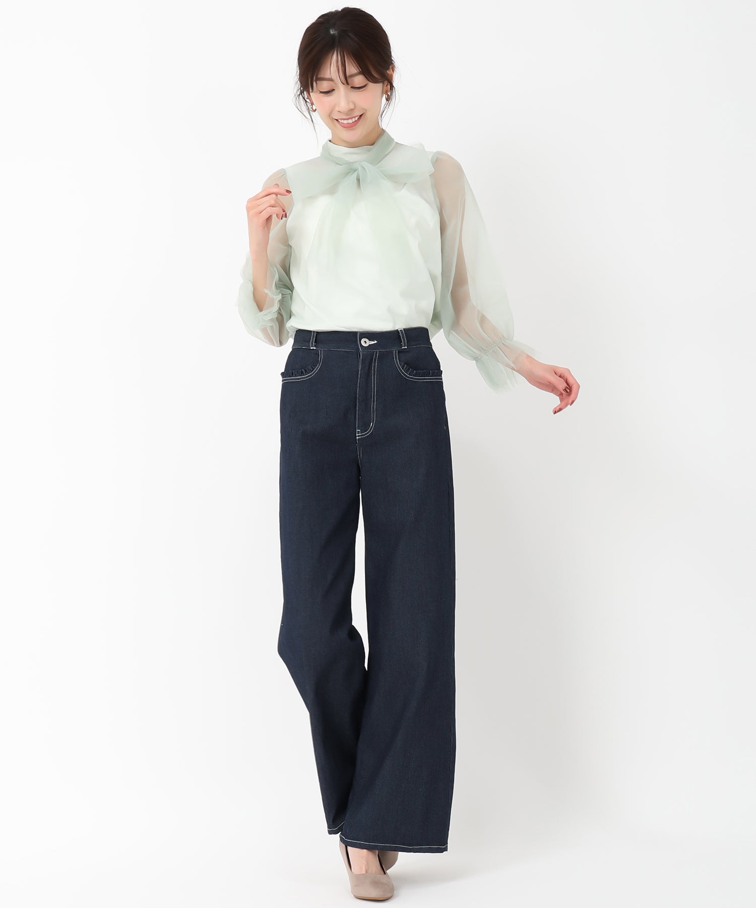 【本日限定値下げ】machatt / マチャット　ボウタイブラウス【美品】 美品✨マチャット ボウタイブラウス バンドカラー リボン タック