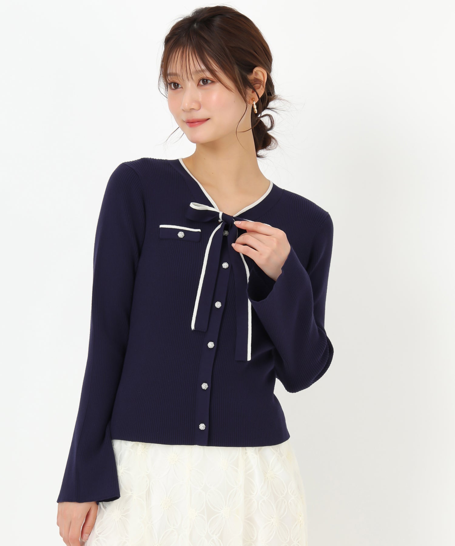 【お試し価格！】 – 配色ボウタイビジューニット/MM518313 MISCH de Sons MASCH|31 トップス