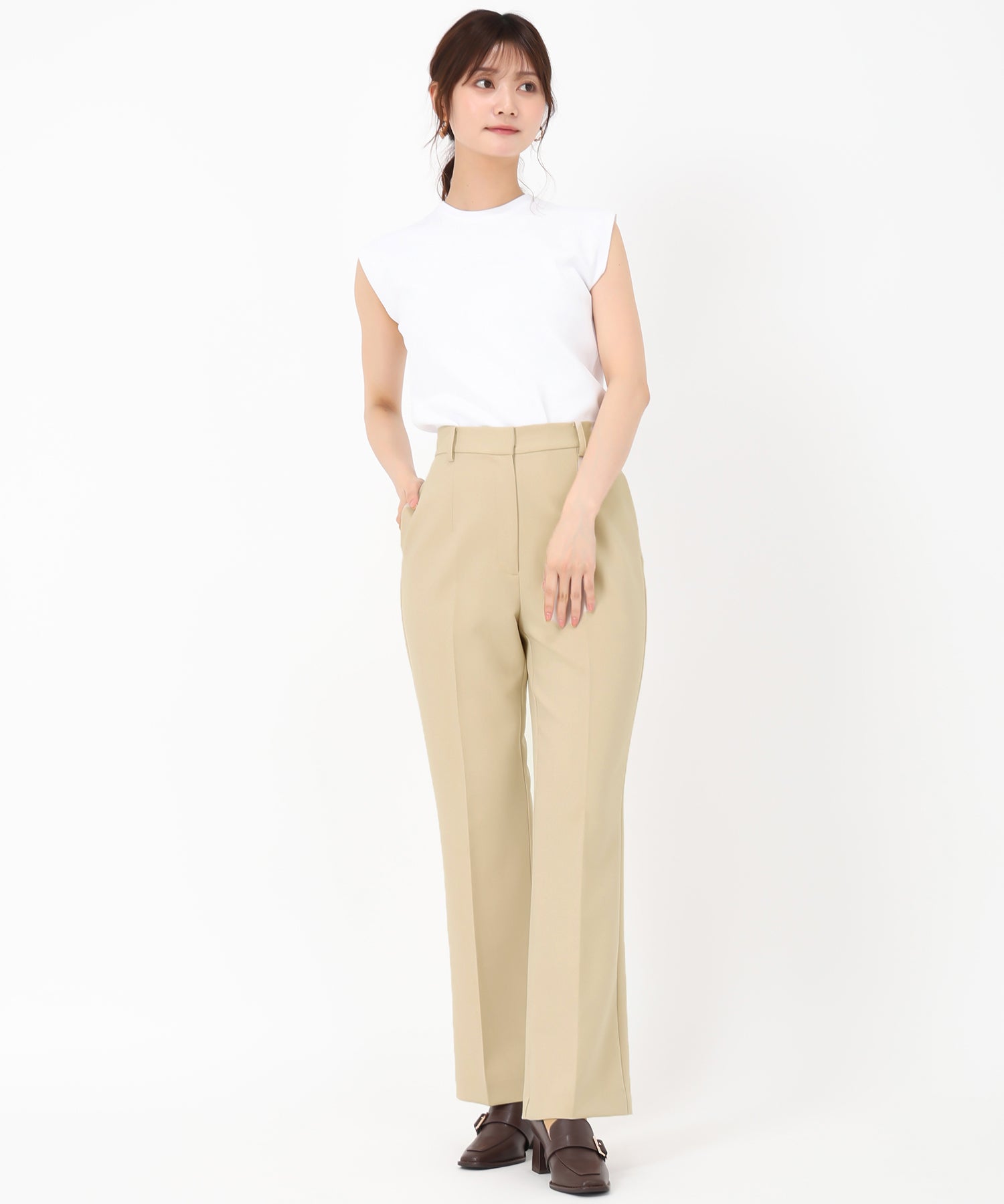 マメクロゴウチ　フレアカットパンツ mame kurogouchi(マメクロゴウチ) Split Yarn High Waisted