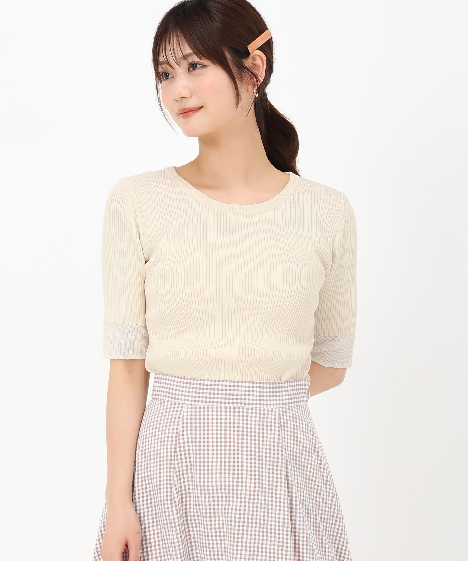袖配色シアーリブニット /MM528312 – MISCH MASCH|31 Sons de mode 袖配色シアーリブニット /MM528312 – MISCH MASCH|31 Sons de mode