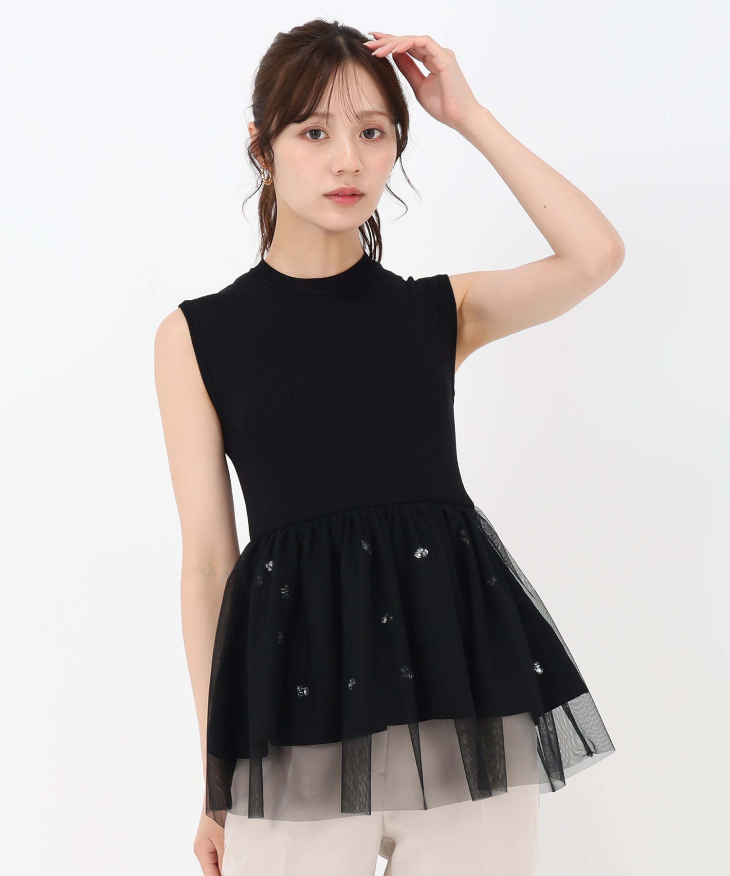 31 Sons de mode - ジェイミー♡ 今期★新品タグ付き アンゴラ混リブボリュームスリーブニット 毛玉CLEARニット》リブクルーネックプルオーバー《金ボタン