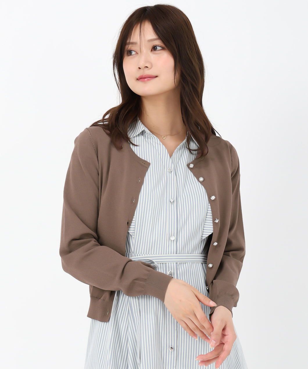 【期間限定価格】ベーシックビジュー釦カーデ/MM428406