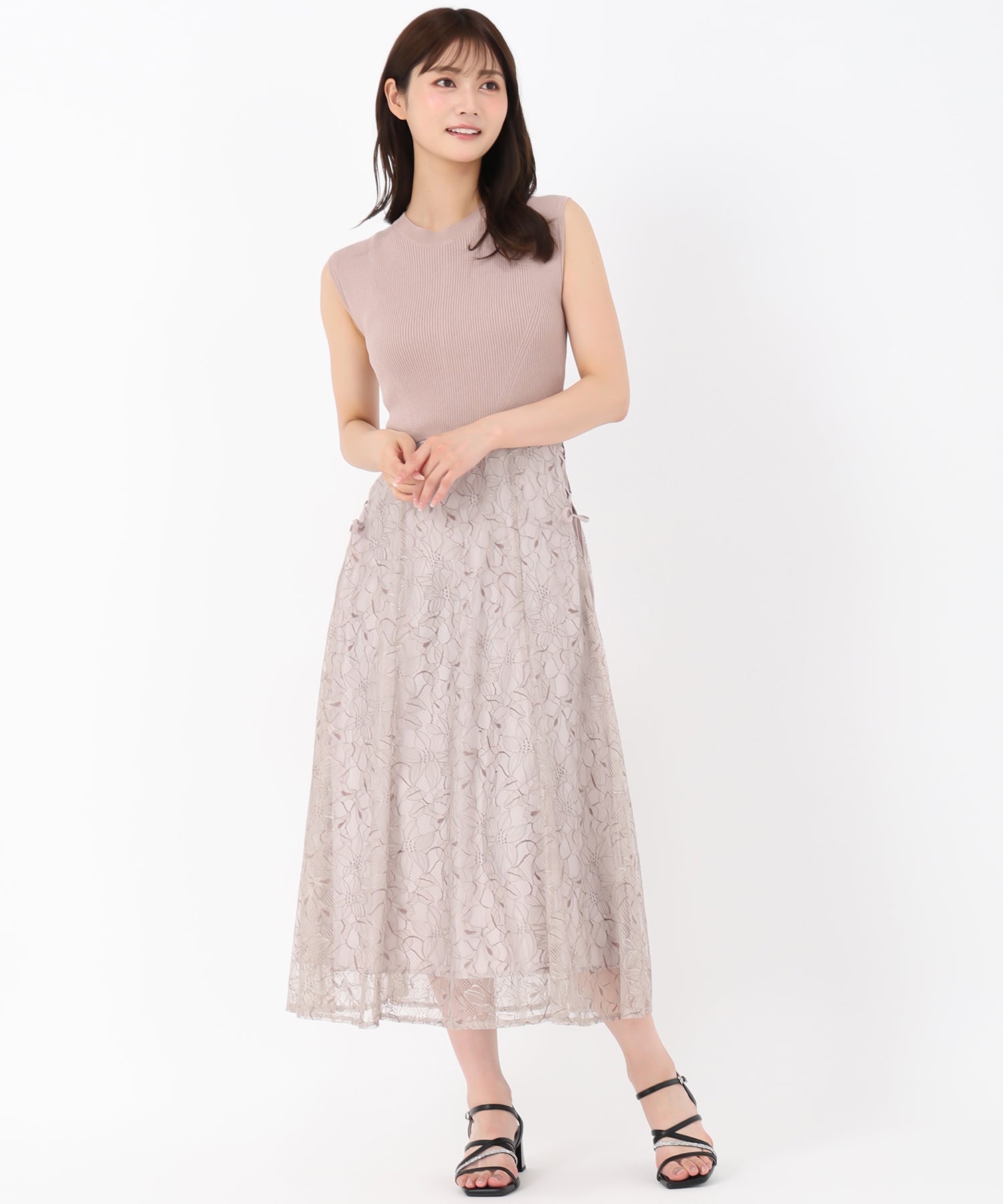 サイドレースアップニットドッキングワンピース/MM537403
