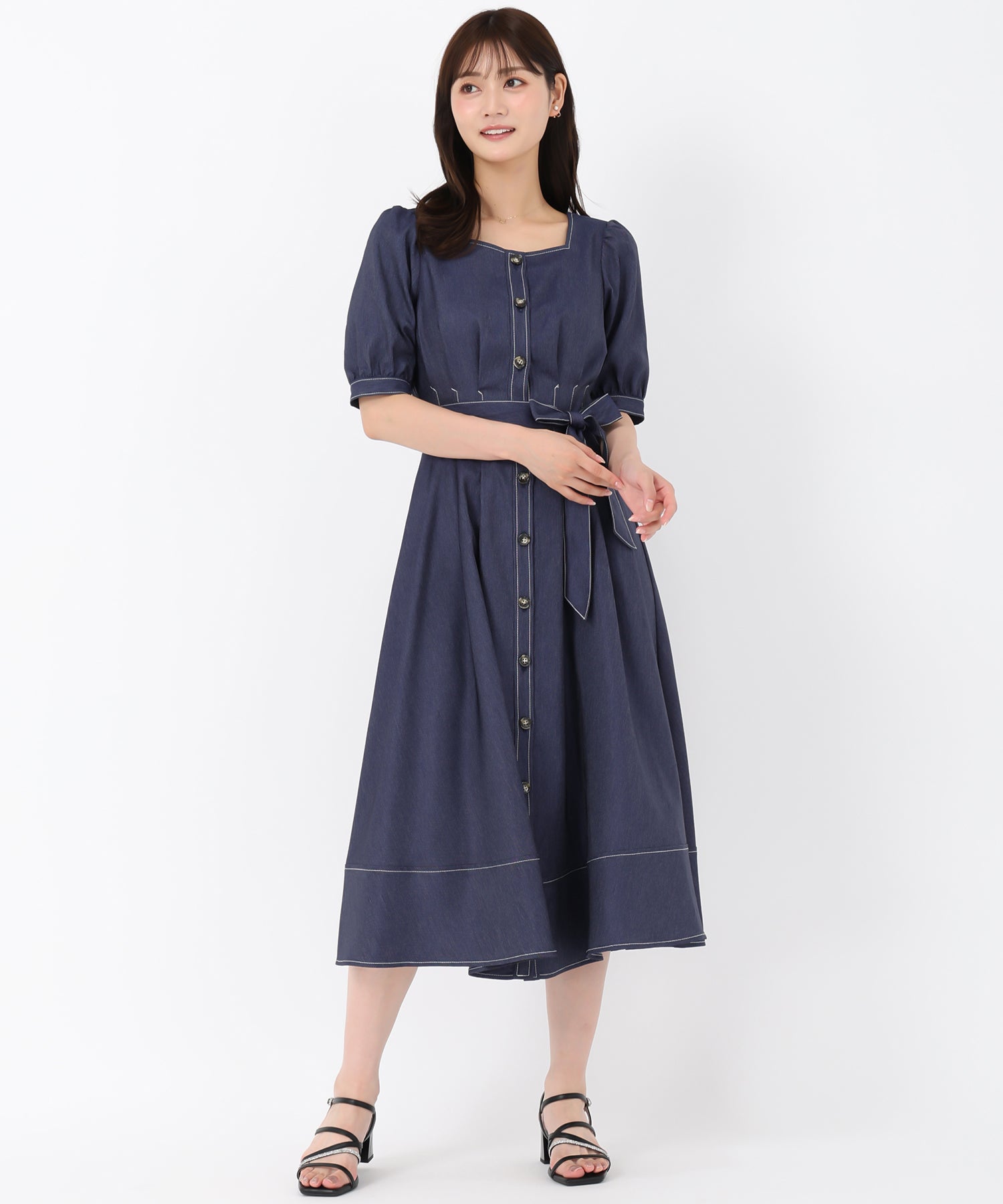 ワンピース67 WEB限定予約販売/8月中旬発売予定】ポリデニムスクエアネック