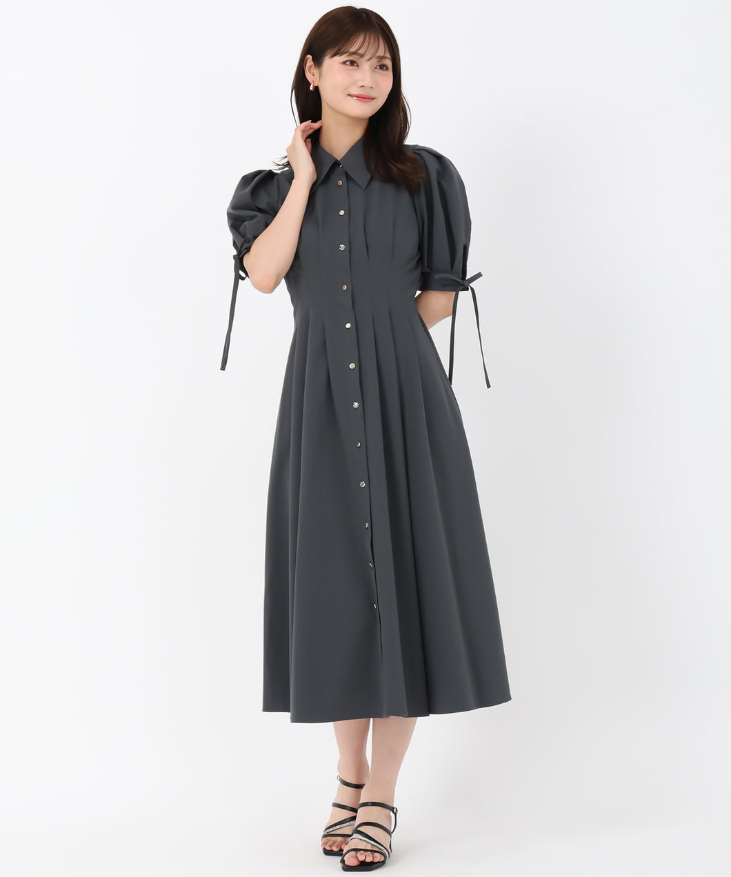 袖リボンパフスリーブシャツワンピース/MM537407