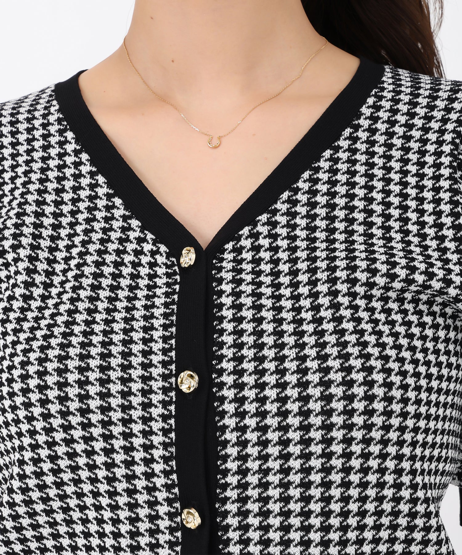 d.i.a.♡千鳥柄スカル 肩あき 背中あきパーカー 肩あきテレコTOPS - Ank Rouge(アンクルージュ)のTシャツ