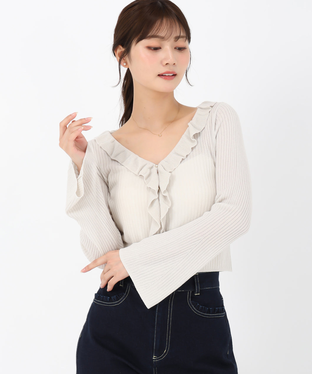 ラッフルシアーカーディガン/MM538404 (ライトグレー)