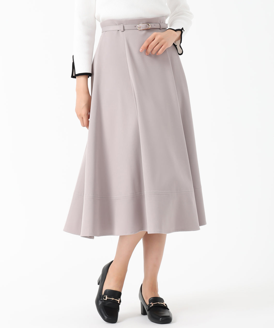 ベルト付きフレアスカート/MM537210 (グレー)