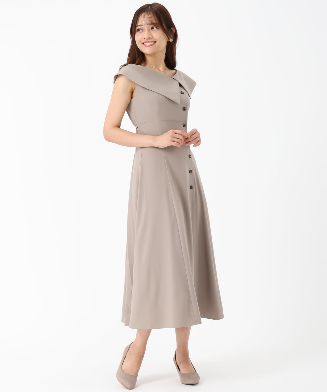 アシメボタンビッグカラーワンピース/MM537413