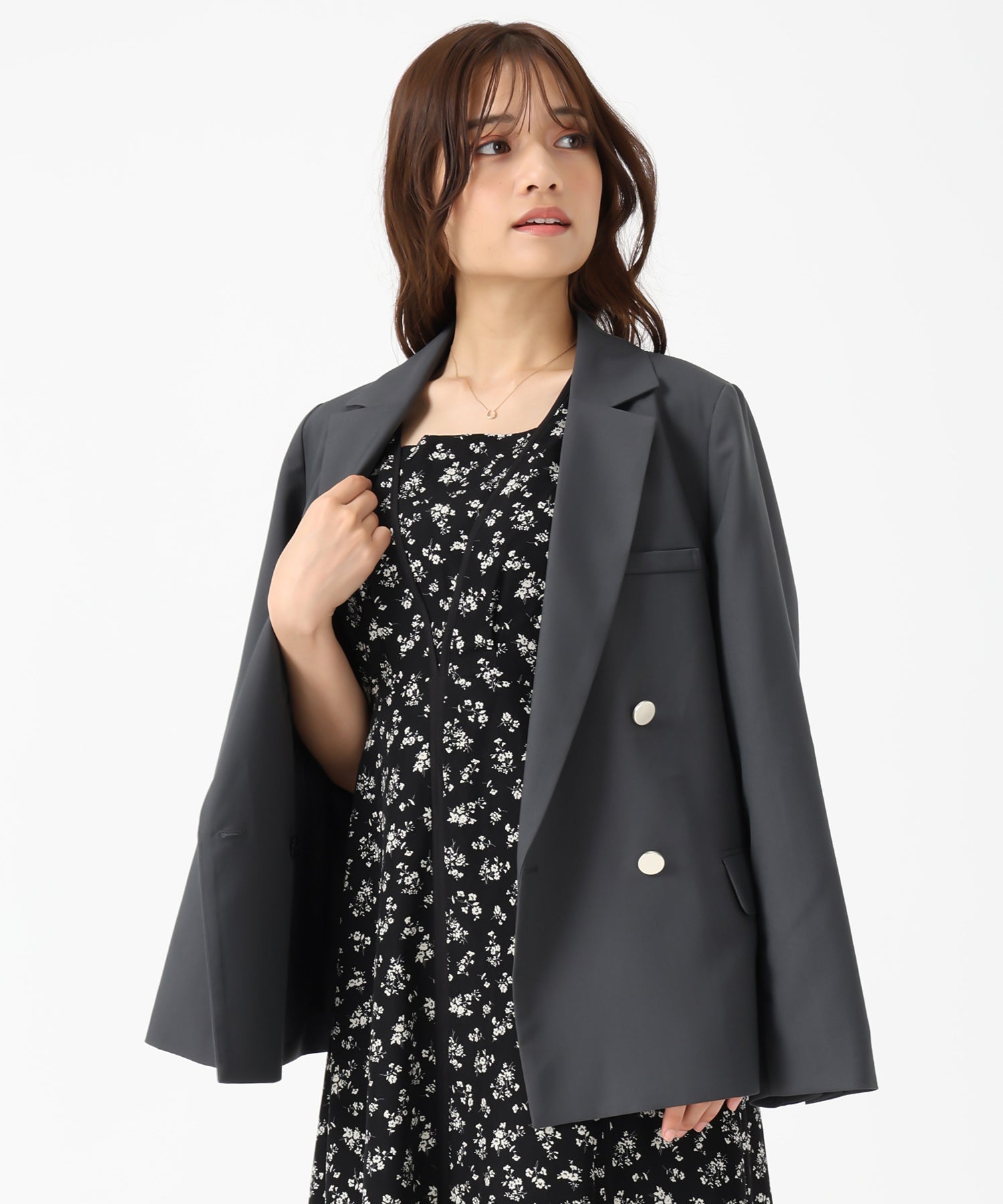 MISCH MASCH ネイビー ダブルボタン ジャケット AOYAMA 【洋服の青山】春夏 ネイビー系 4ボタンダブルピークド