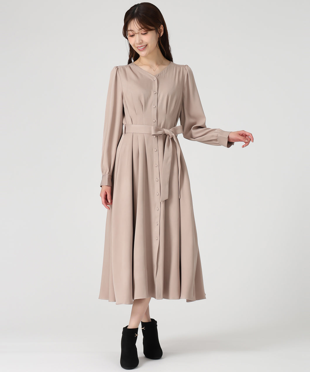 WEB限定 シャツワンピース/MM557409 (ベージュ)