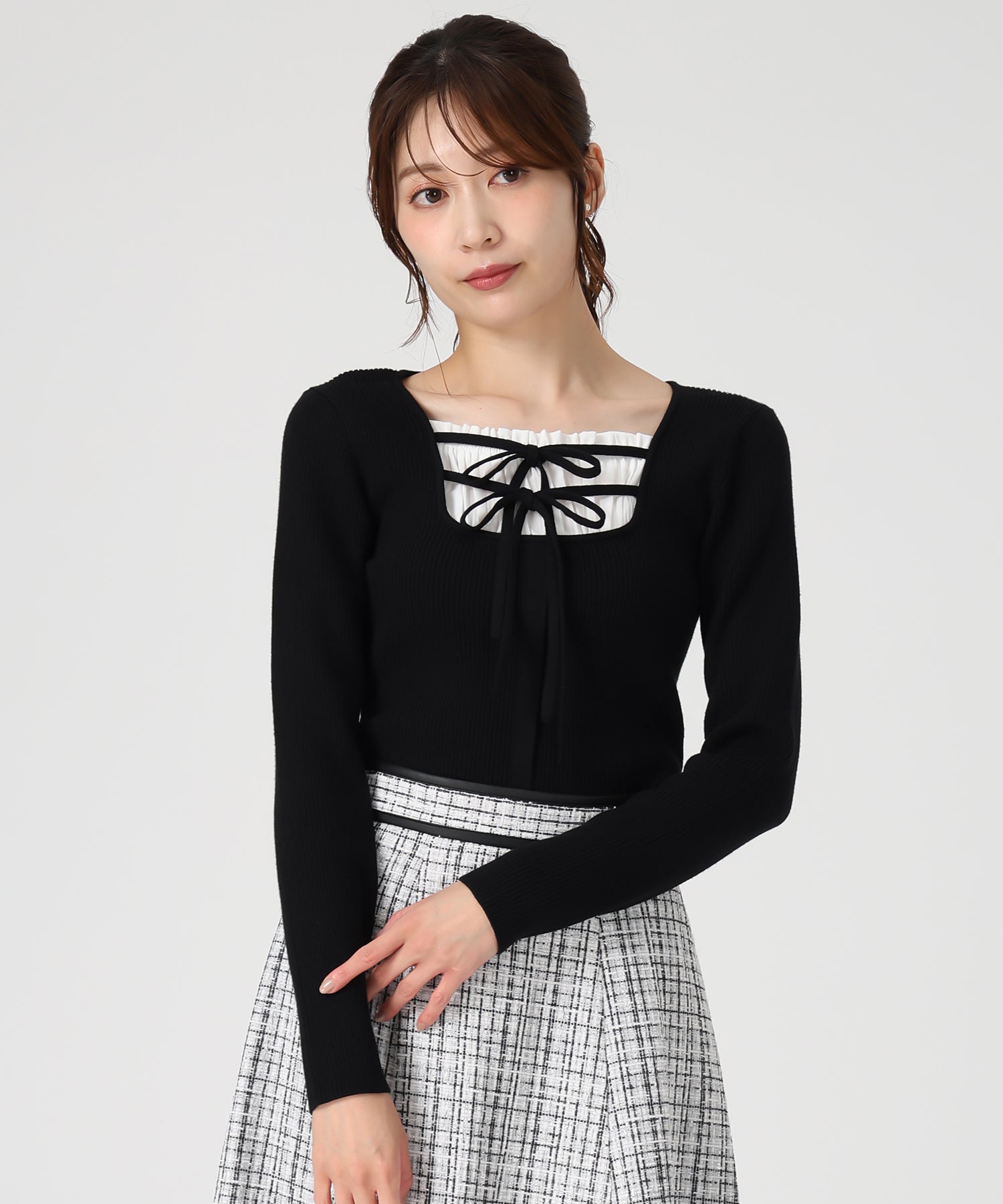 フェイクブラウスダブルリボンリブニット/MM548314 – MISCH MASCH|31