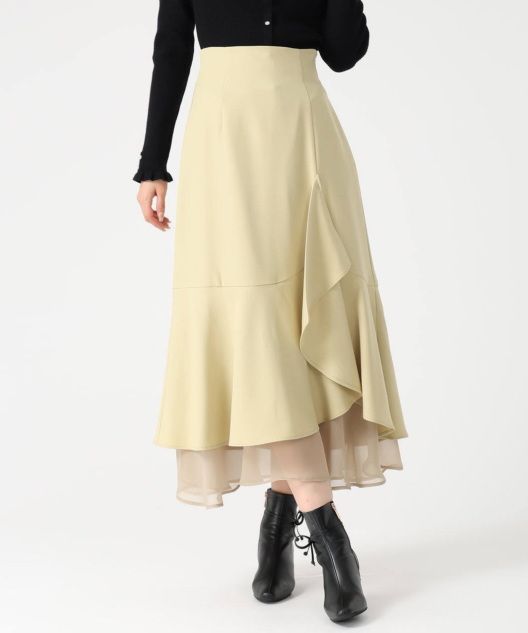 ラッフル裾シアースカート/MM547208 (イエロー)