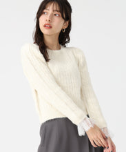画像をギャラリービューアに読み込む, レース袖ふわふわケーブルニット/TT548305 (ホワイト)
