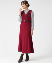 画像をギャラリービューアに読み込む, コード刺繍ジャンスカ/MM547419 (ワイン)
