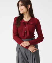 画像をギャラリービューアに読み込む, ラメ配色ボウタイニット/MM548322 (レッド)
