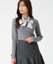 画像をギャラリービューアに読み込む, スカーフ付きリブニット/MM548324 (グレー)
