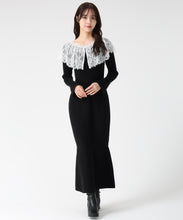 画像をギャラリービューアに読み込む, ビックレース衿マーメイドワンピース/TT547410 (ブラック)

