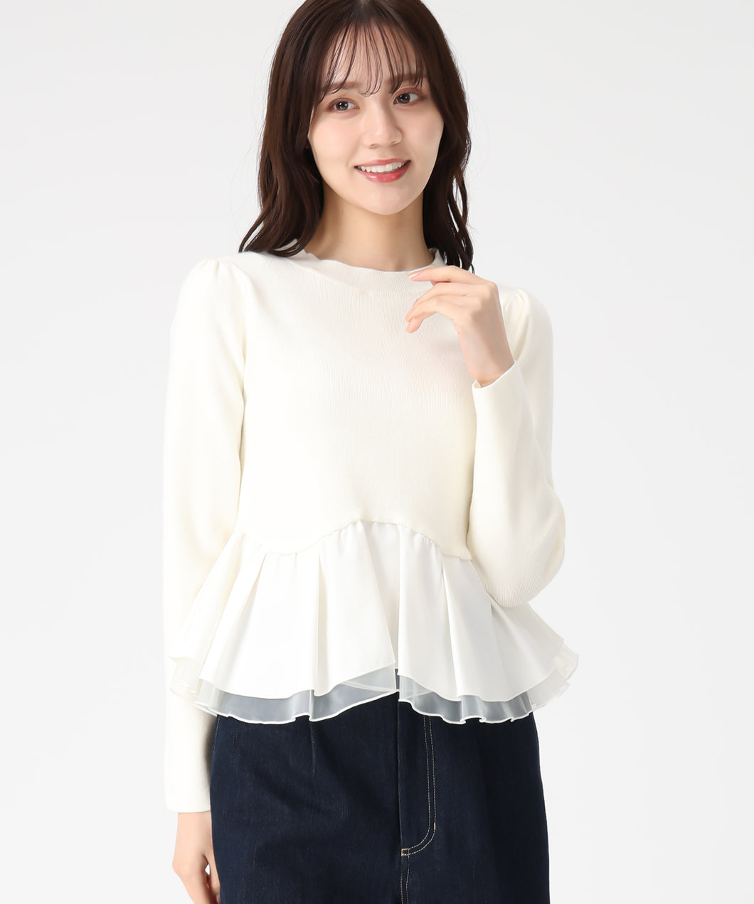 異素材切替ペプラムニット/TT548309 – MISCH MASCH|31 Sons de mode