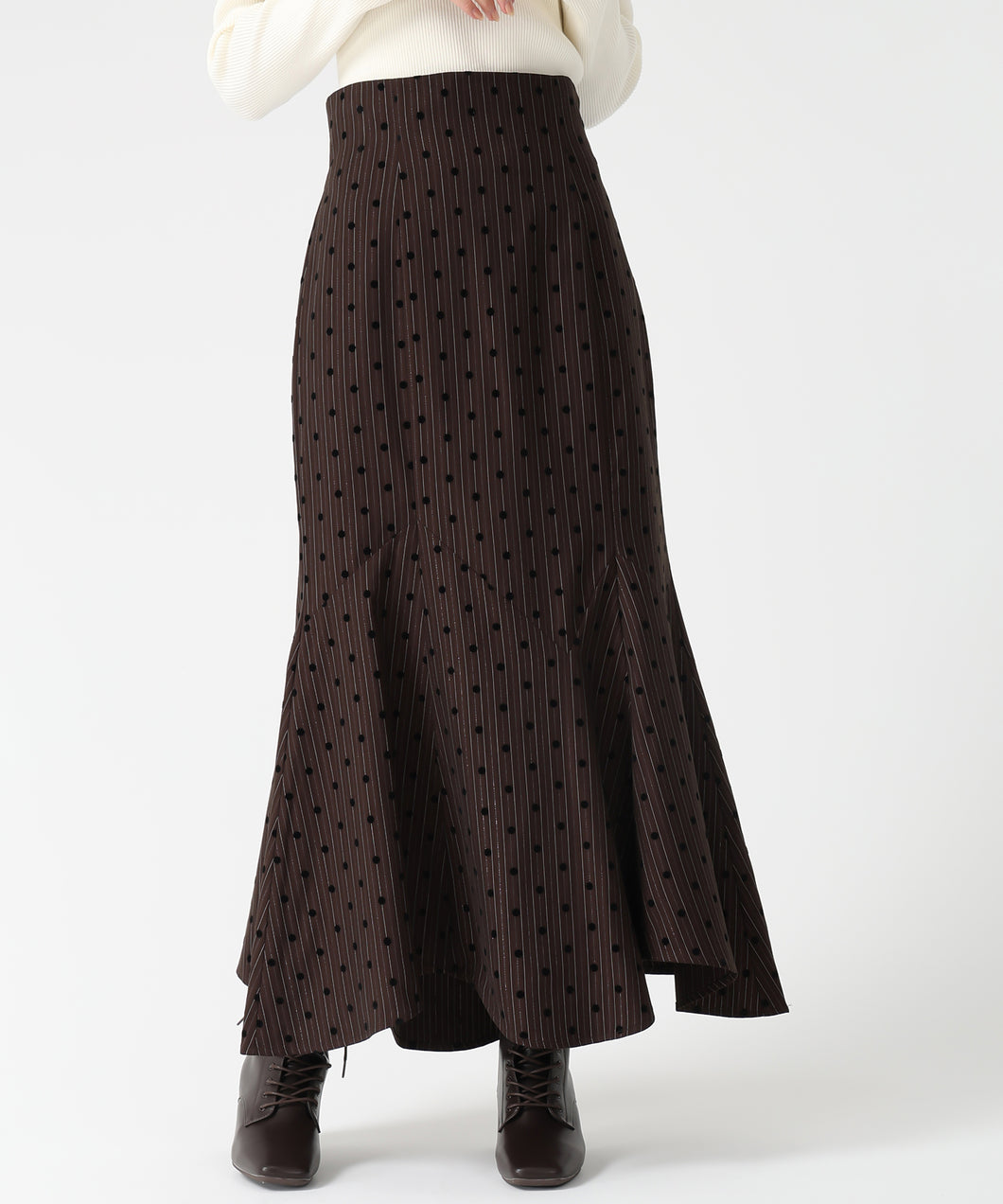 ストライプドットフロッキーマーメイドスカート/TT547214 (ブラウン)