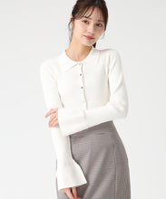 画像をギャラリービューアに読み込む, 【予約販売/11月中旬発売予定】衿付袖フレアニット/TT548312 (ホワイト)
