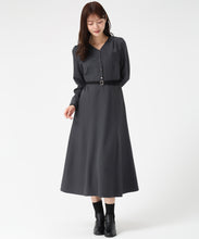 画像をギャラリービューアに読み込む, ベルト配色Aラインワンピース/MM547422 (チャコールグレー)
