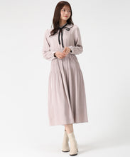 画像をギャラリービューアに読み込む, 配色リボンプリーツシフォンワンピース/MM547423 (ピンク)

