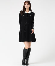 画像をギャラリービューアに読み込む, 襟付きケーブルミニニットワンピース/MM547424 (ブラック)
